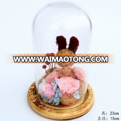 Christmas new products preserved flower stabilized rose in glass dome